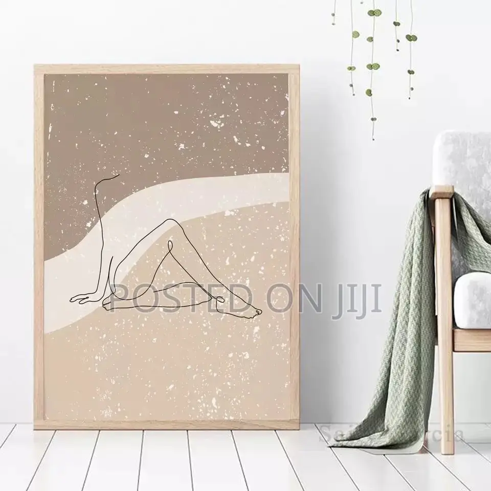Nordic Abstract Grey Woman Beige Poster