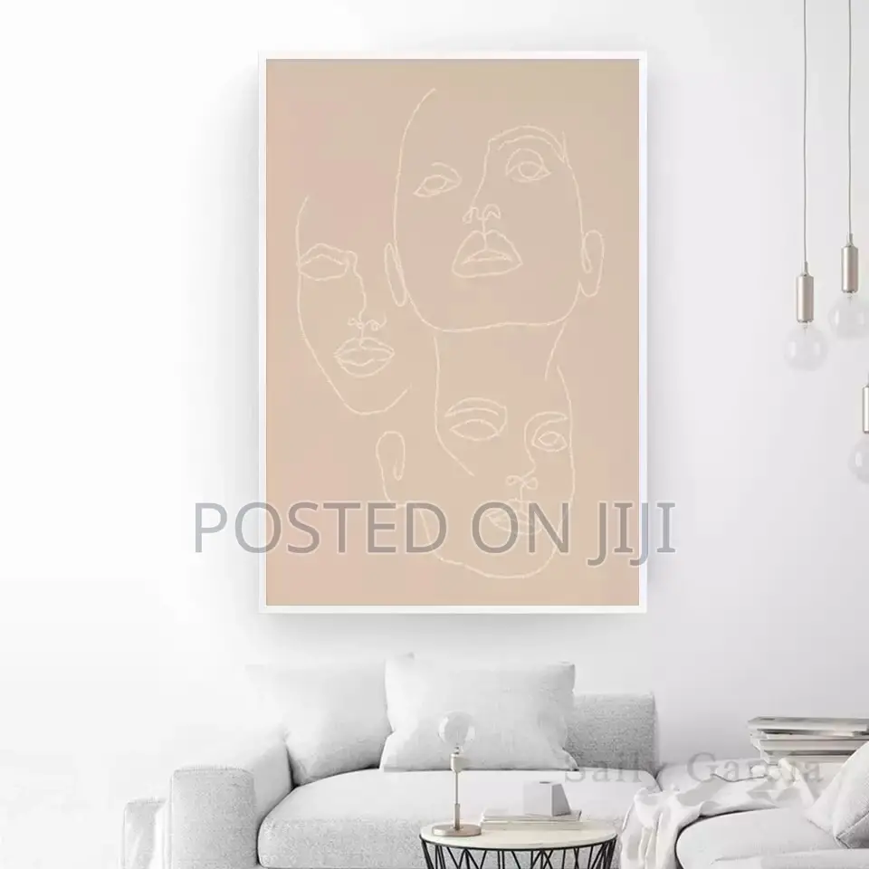 Nordic Abstract Grey Woman Beige Poster