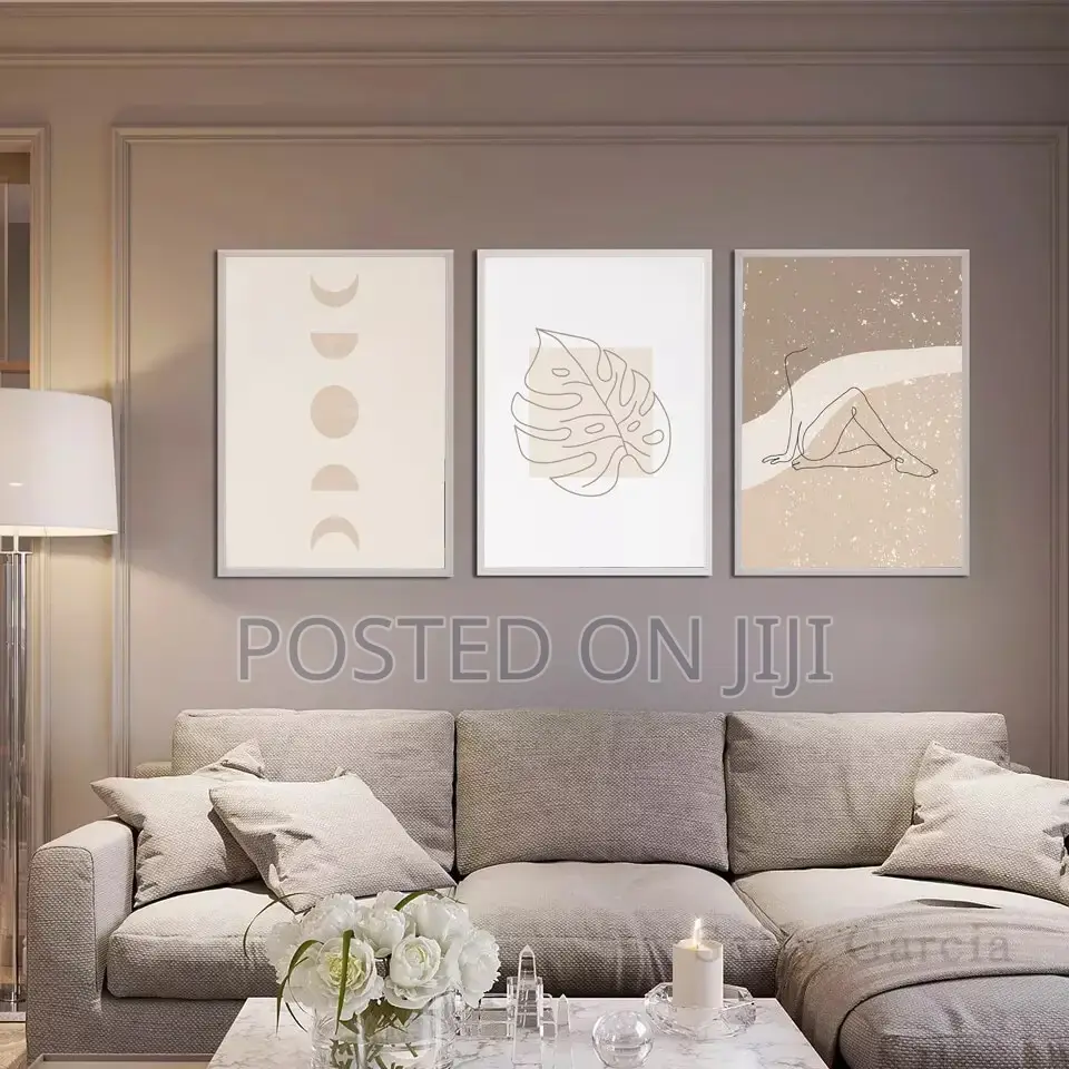 Nordic Abstract Grey Woman Beige Poster
