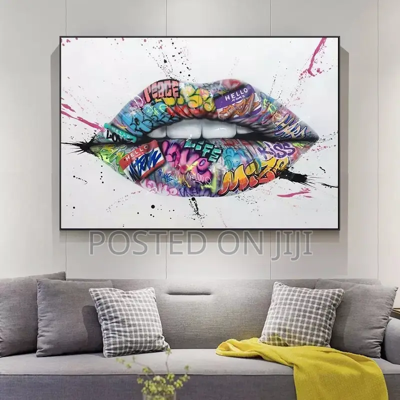 Show Teeth Lips Street Graffiti Art Canvas Print