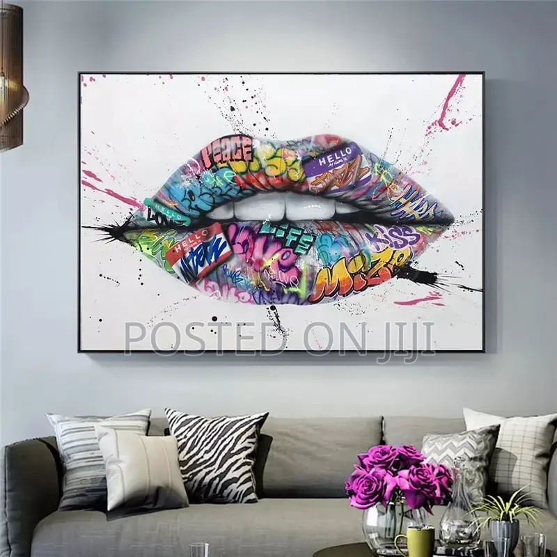 Show Teeth Lips Street Graffiti Art Canvas Print