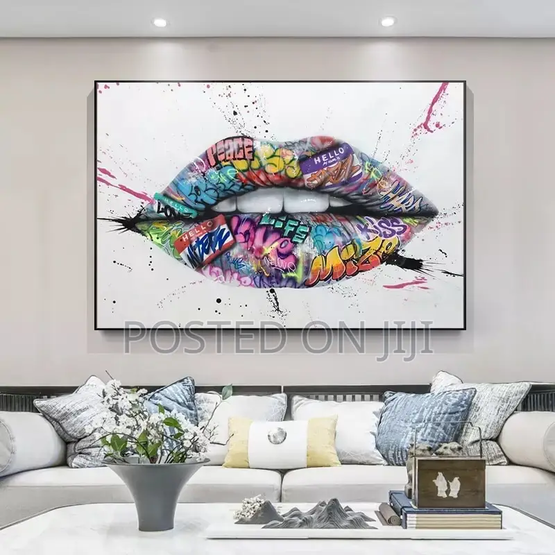Show Teeth Lips Street Graffiti Art Canvas Print