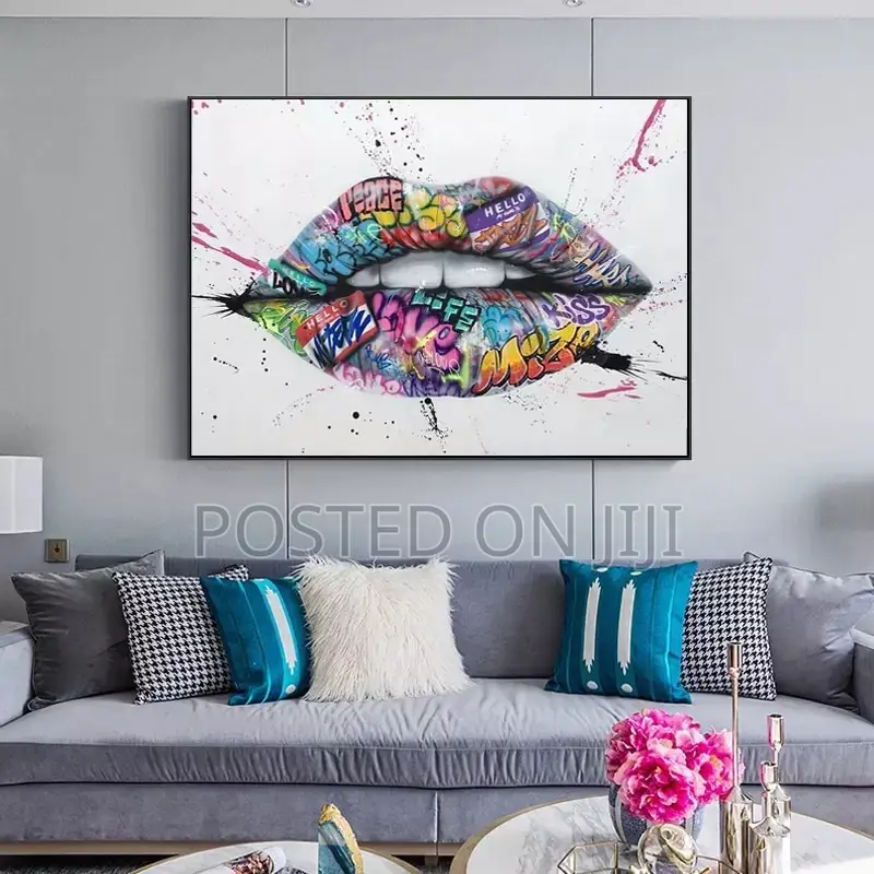 Show Teeth Lips Street Graffiti Art Canvas Print