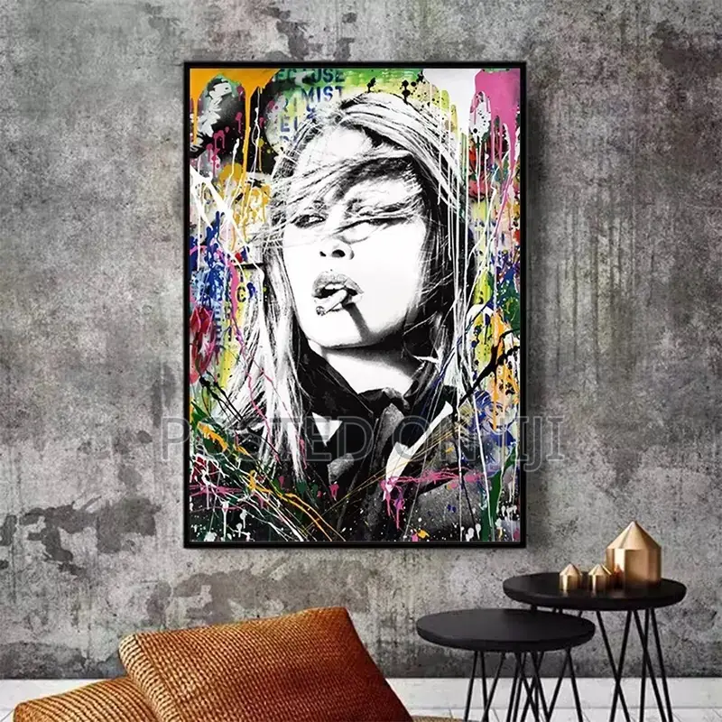 Brigitte Bardot Abstract Art Graffiti Canvas