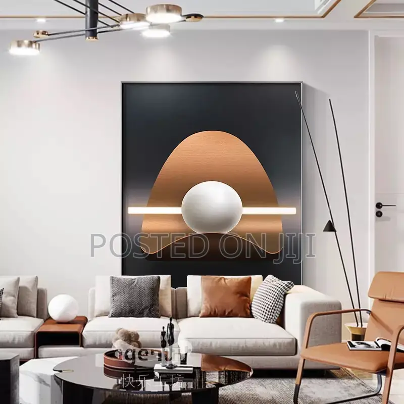 Abstract Orange Geometric Canvas Painting Posters