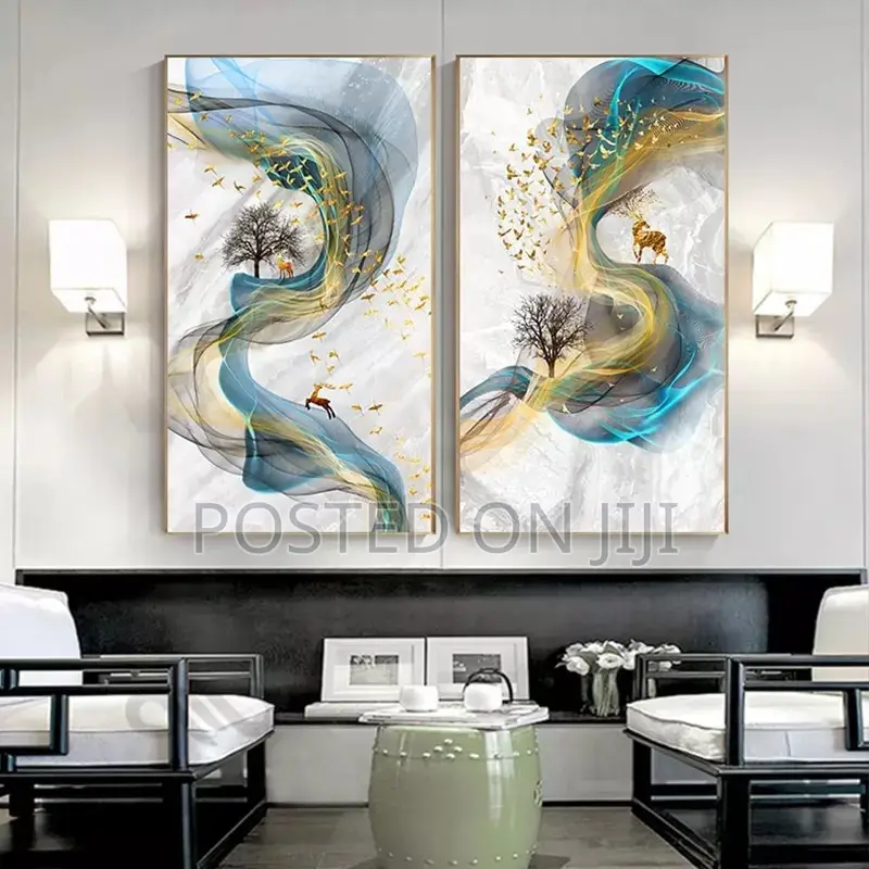 Abstract Golden Deer Painting Wall Pictures