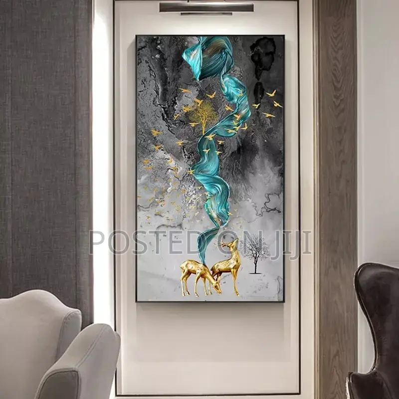 Abstract Golden Deer Painting Wall Pictures