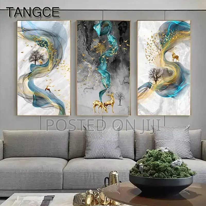 Abstract Golden Deer Painting Wall Pictures