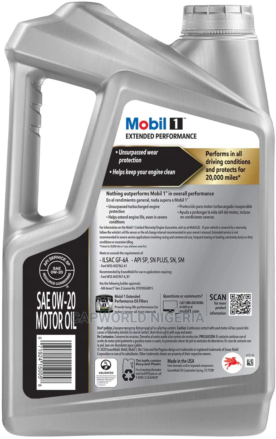 Mobil 1 0w-20 Extended Performance 20,000 Miles Motor Oil