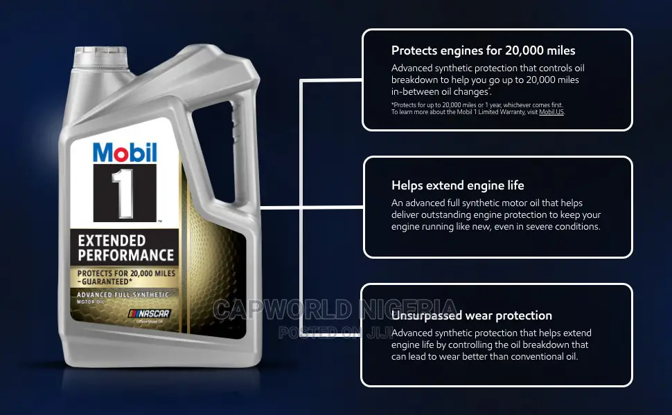 Mobil 1 0w-20 Extended Performance 20,000 Miles Motor Oil