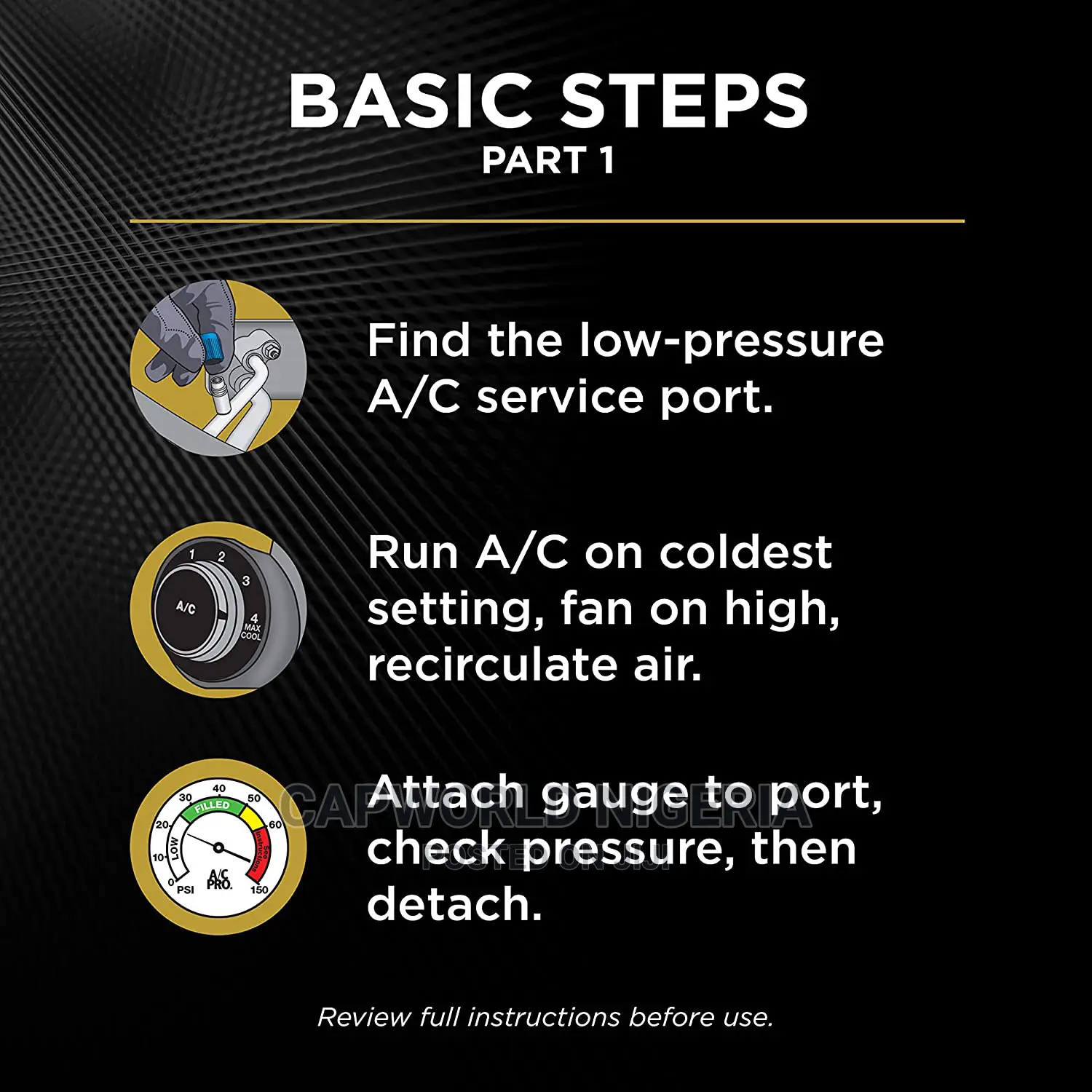 AC Pro Car Air Conditioner Recharge Gauge and Hose Dispenser