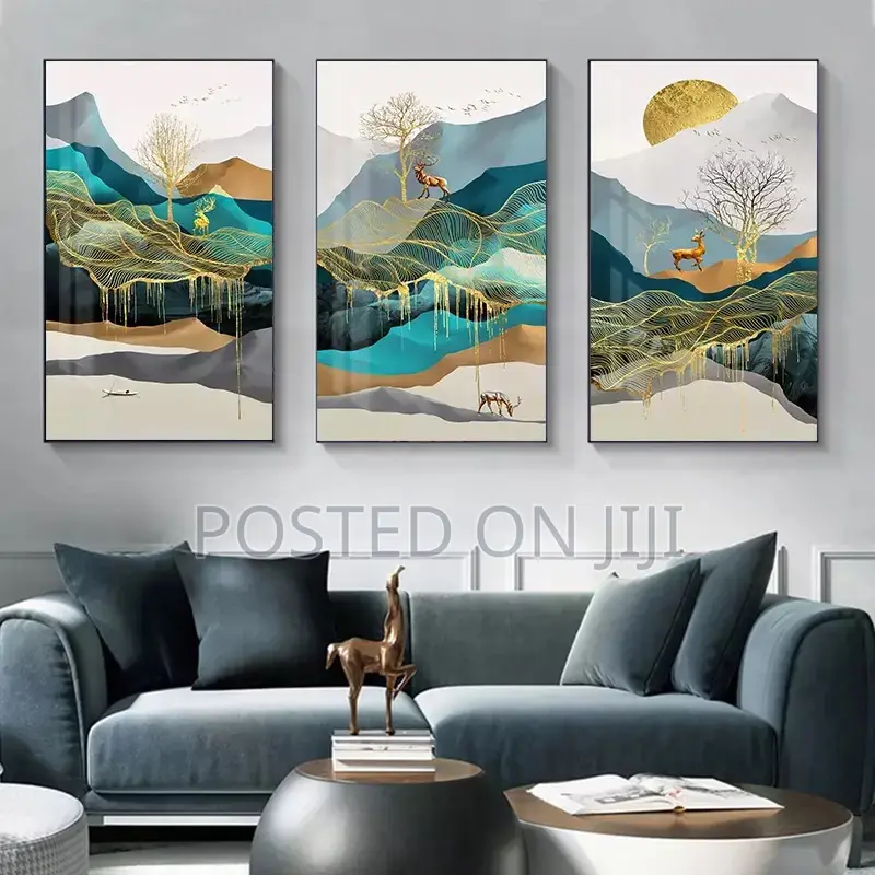 Abstract Deer Golden Wall Art Pictures