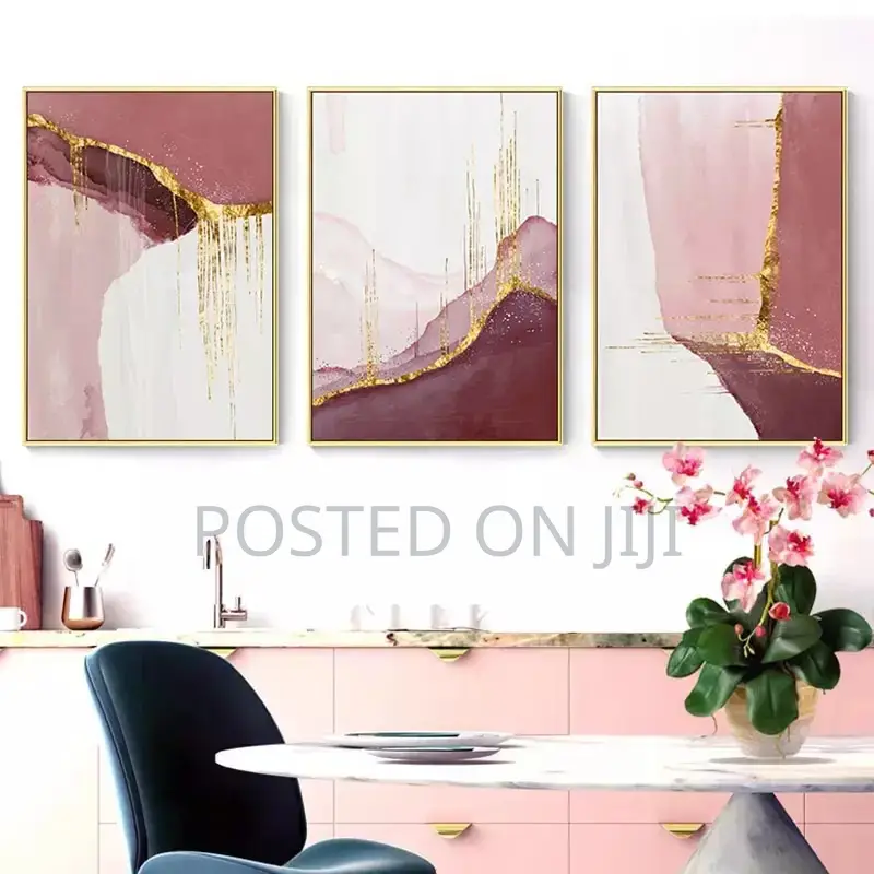 Abstract Golden Pink Canvas Painting Print