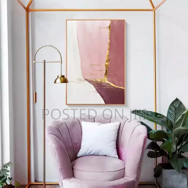 Abstract Golden Pink Canvas Painting Print
