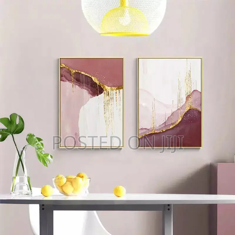 Abstract Golden Pink Canvas Painting Print
