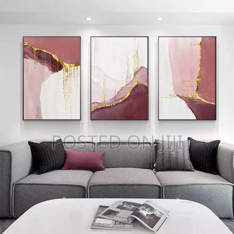 Abstract Golden Pink Canvas Painting Print
