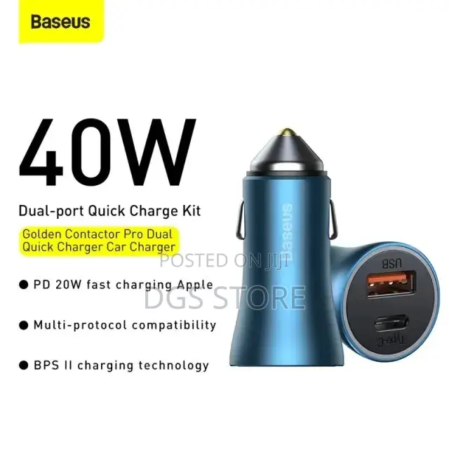 Baseus Inauto Car Charger 40w Dual Port Quick Charging