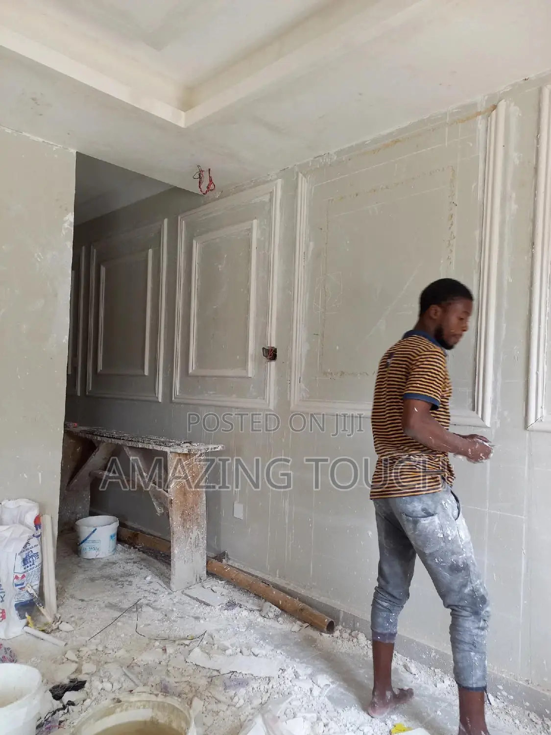 Pop Ceiling Design, Tv Stand, Wall Screeding Painting