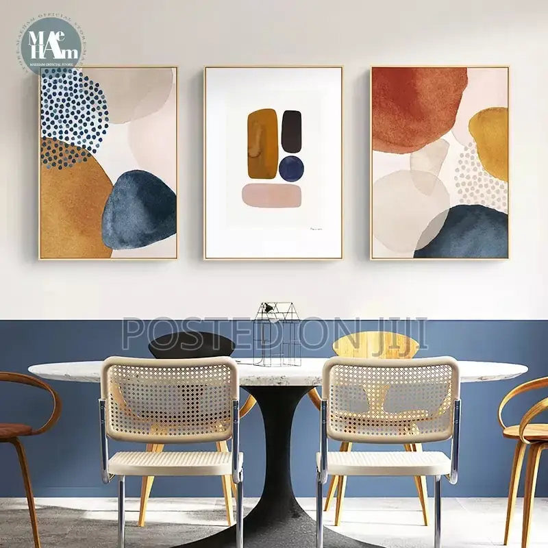 Abstract Geometric Line Morandi Orange Watercolor Wall Art