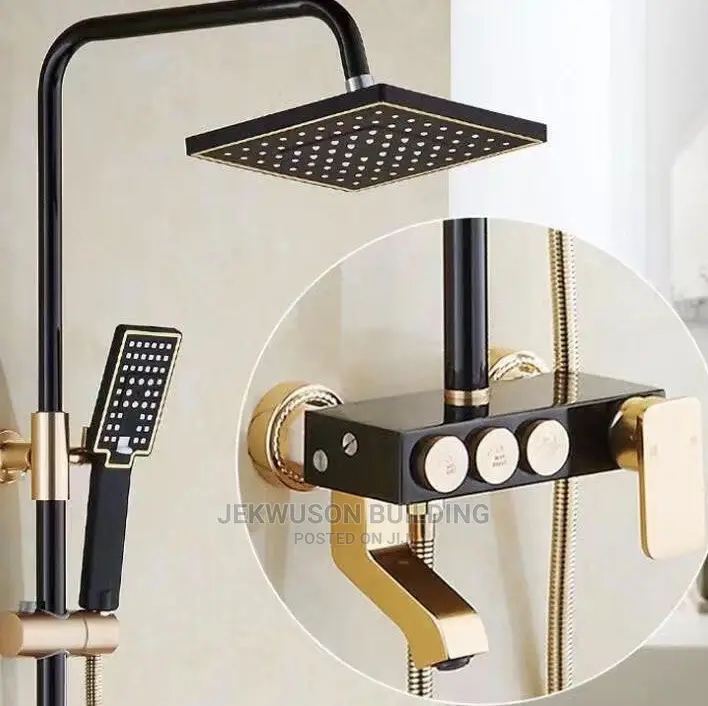 Gold and Black Shower Mixer With Buttons
