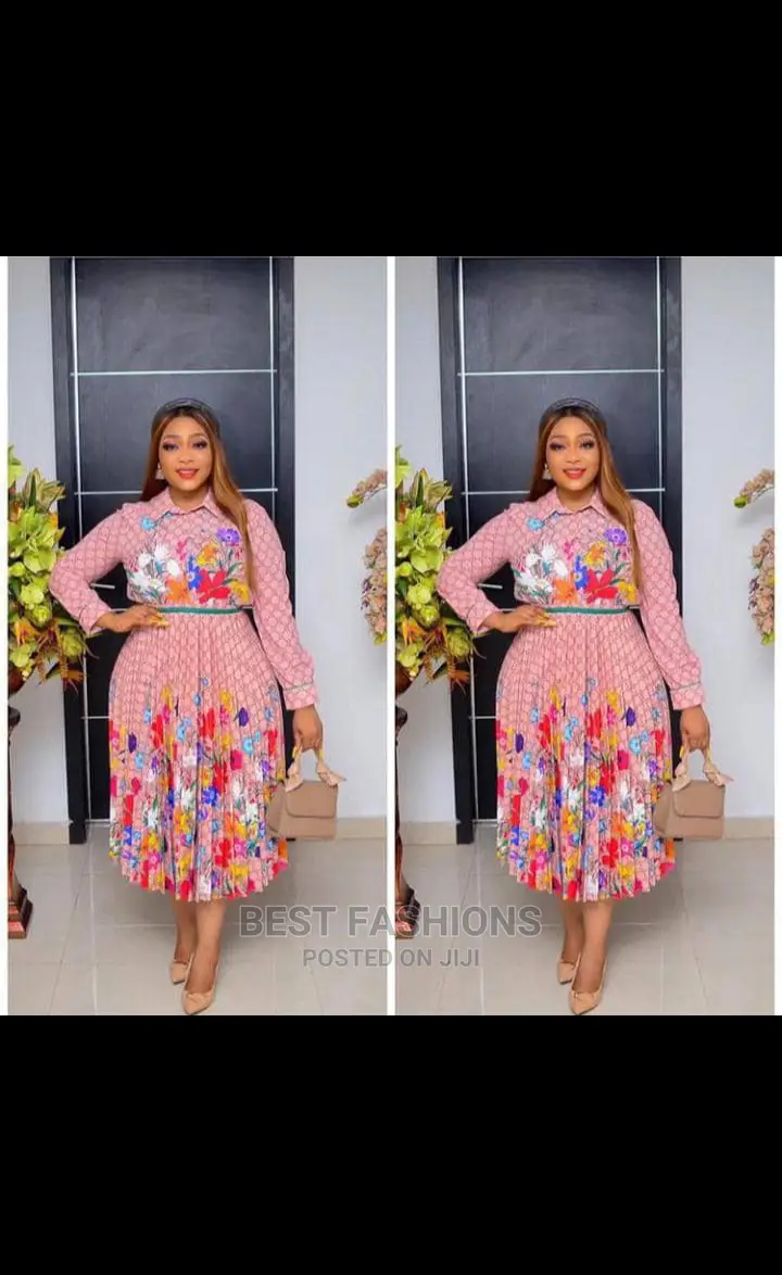 Female Pleated Flower Skirt and Blouse