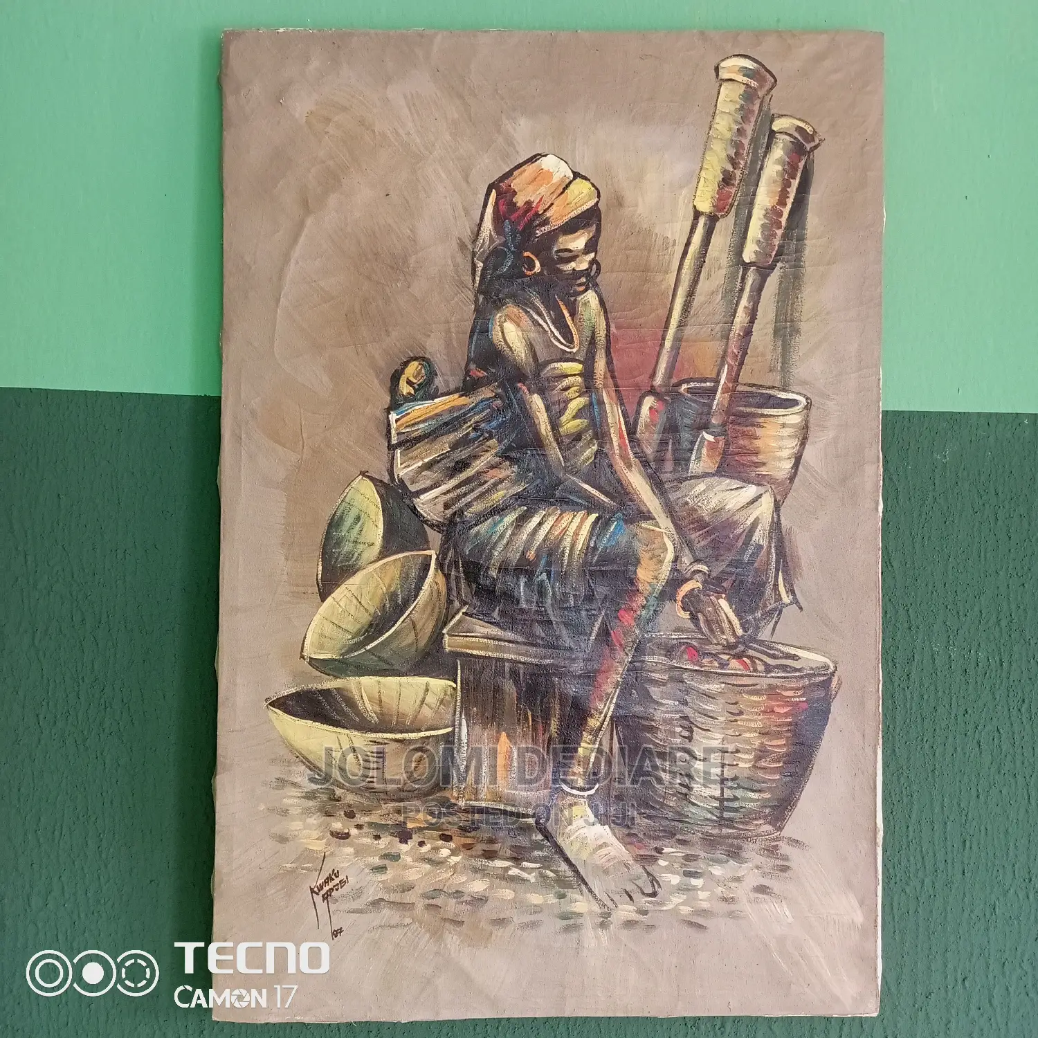 Rare Original, Signed Kwaku Adjei African Women Art