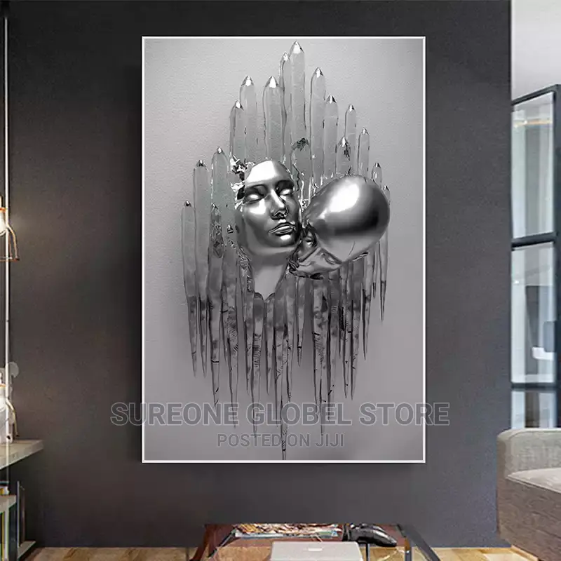 Metal Lovers Hands Statue Canvas