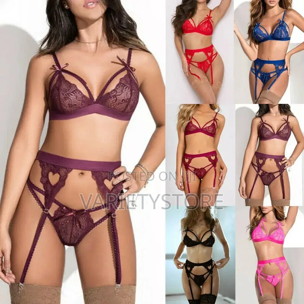 Sexy Lingerie Babydoll Lattice-Front Suspender Teddy Set