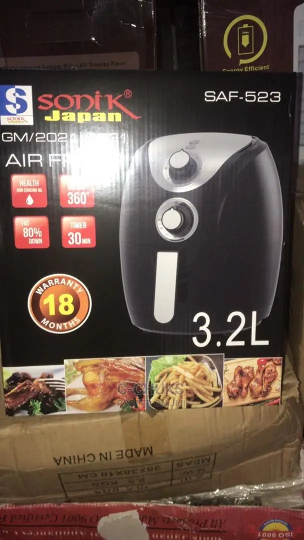 Sonik 3.2 Litres AIR FRYER With 360° Heating Rotation.