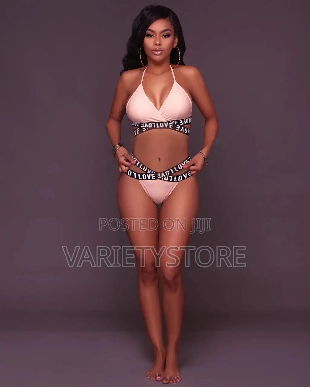 Sexy Letter Printed High Cut Push Up Bikini Set Two Piece