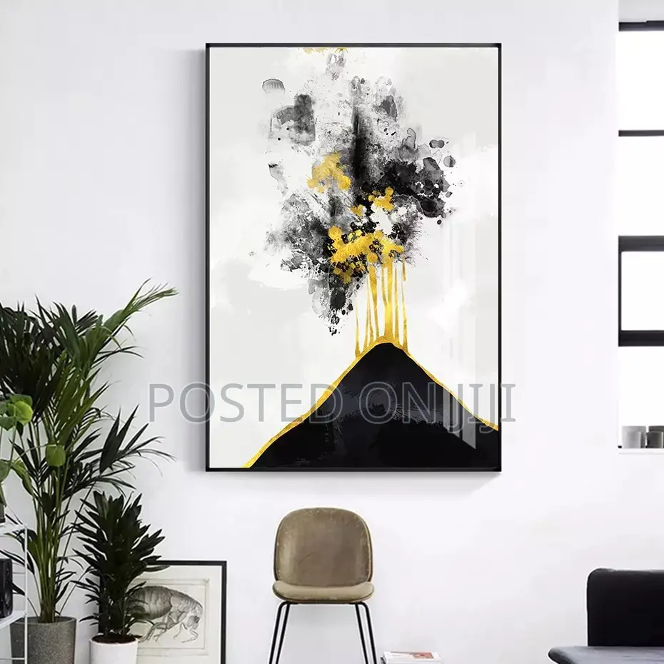 Modern Abstract Blue Gold Black Posters Wall Art