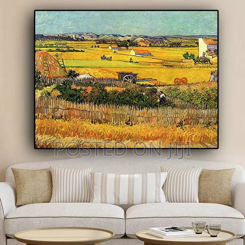 Harvest at La Crau by Van Gogh Landscape Oil Painting