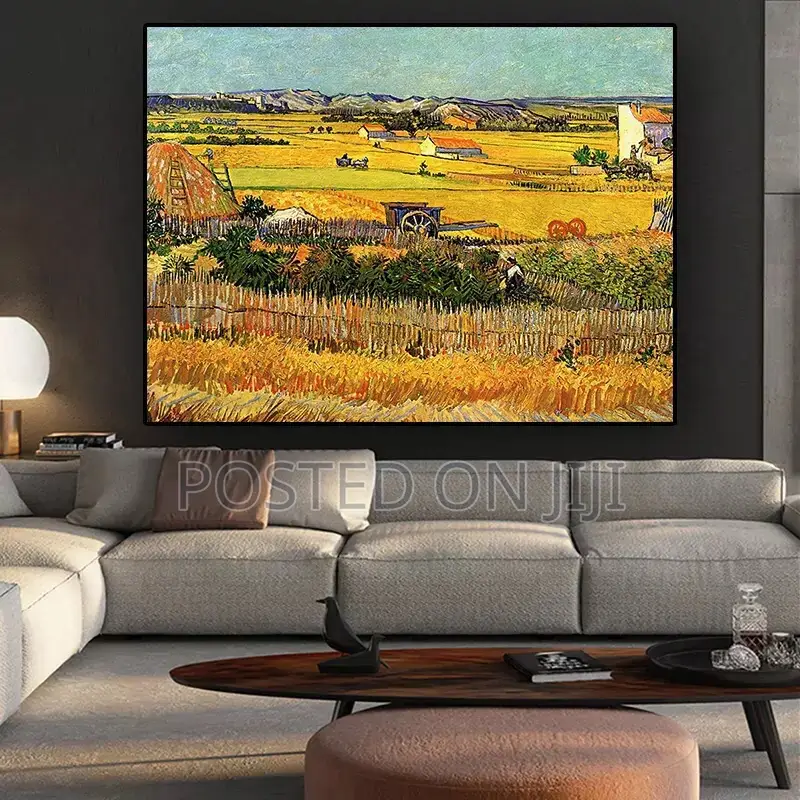 Harvest at La Crau by Van Gogh Landscape Oil Painting