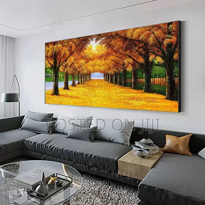 Autumn Landscape Yellow Fallen Leaves Painting Print