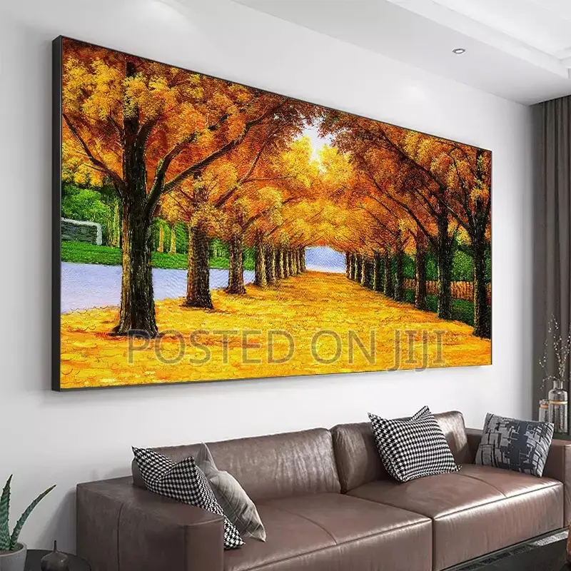 Autumn Landscape Yellow Fallen Leaves Painting Print