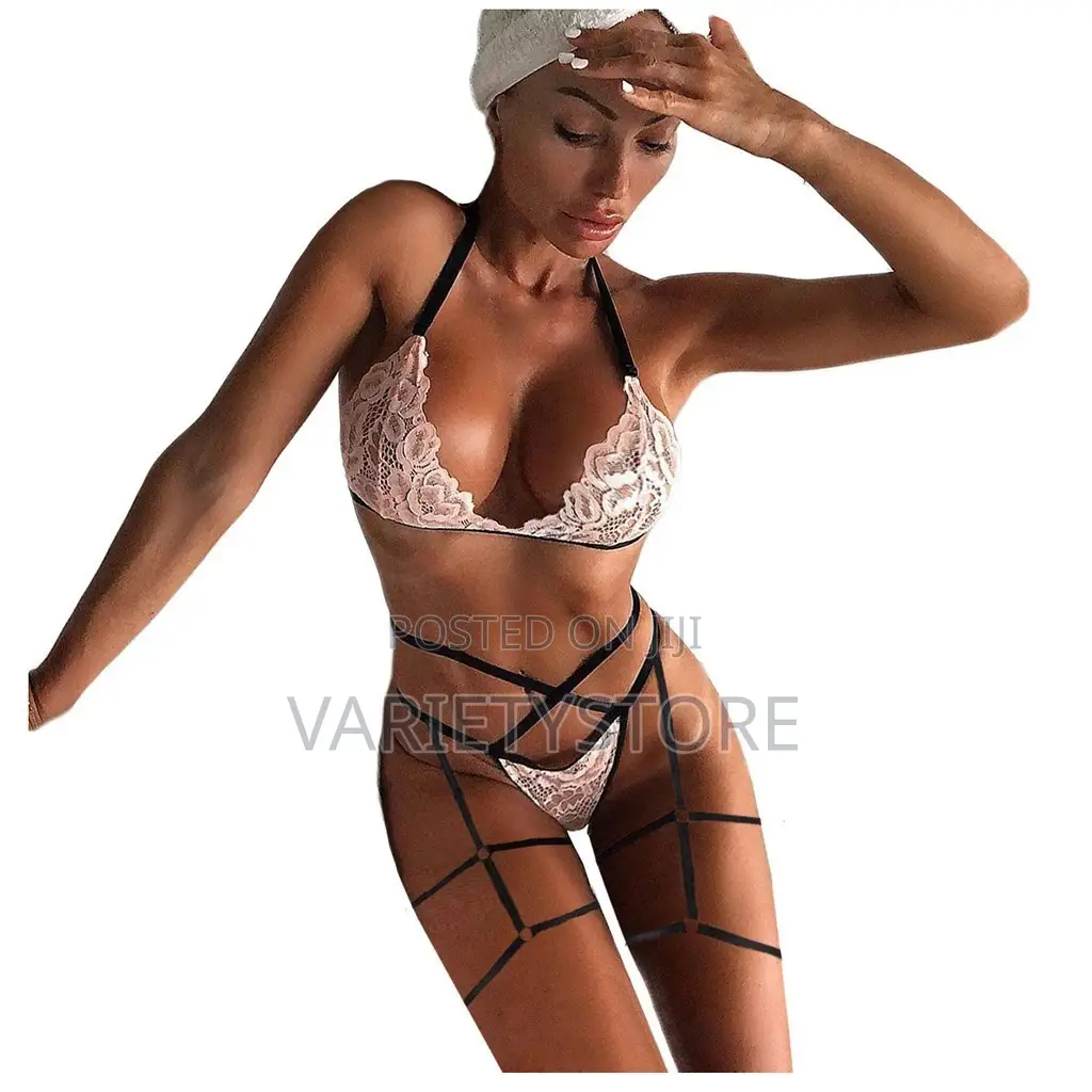 Bandage Lace Women Lingerie Set Perspective Flower Lace