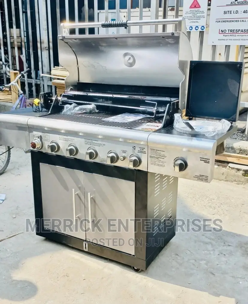 6burner Gas BBQ Machine With Side Cooker