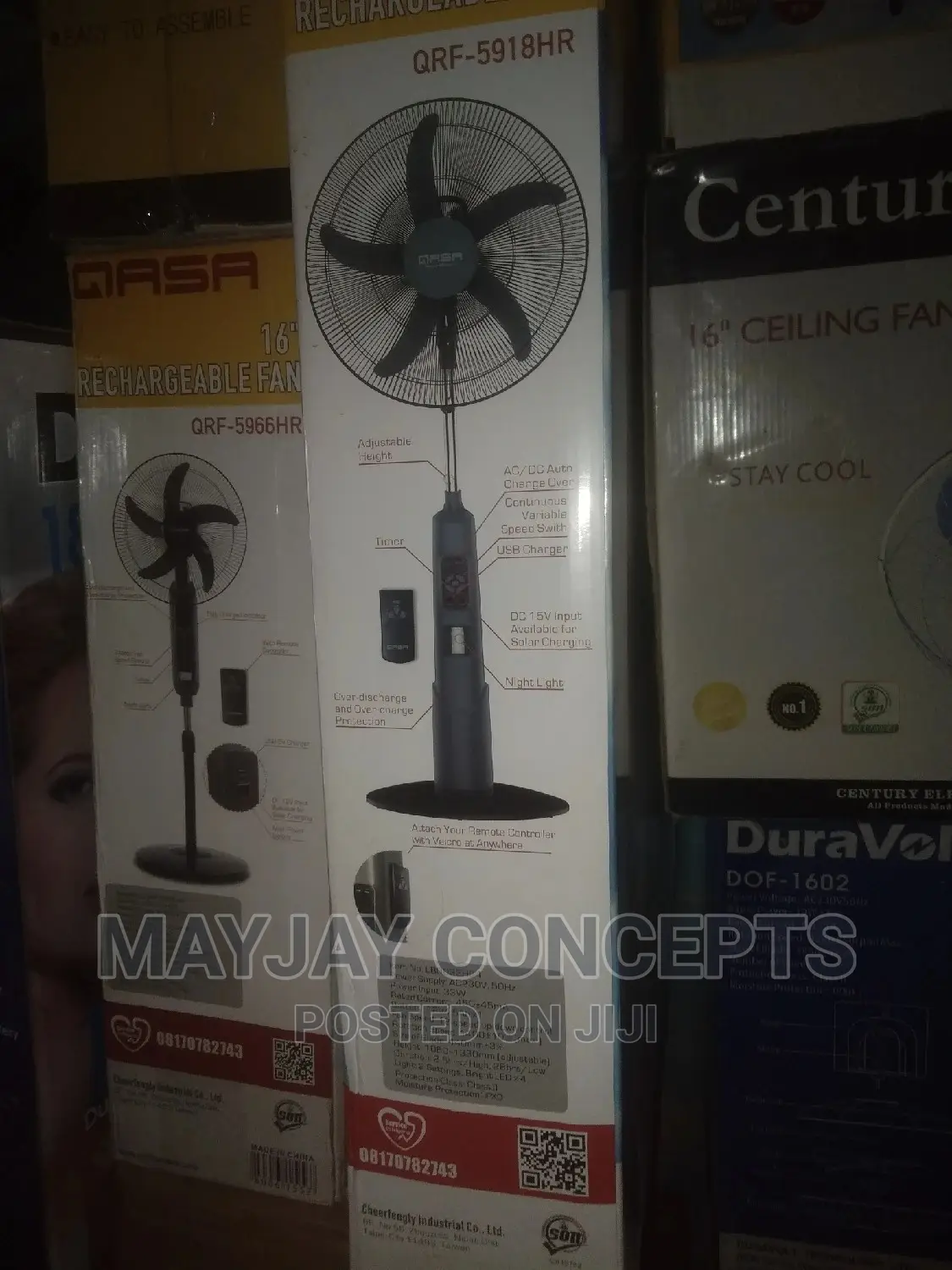 18" QASA Rechargeable Fan-Supports Solar Charge
