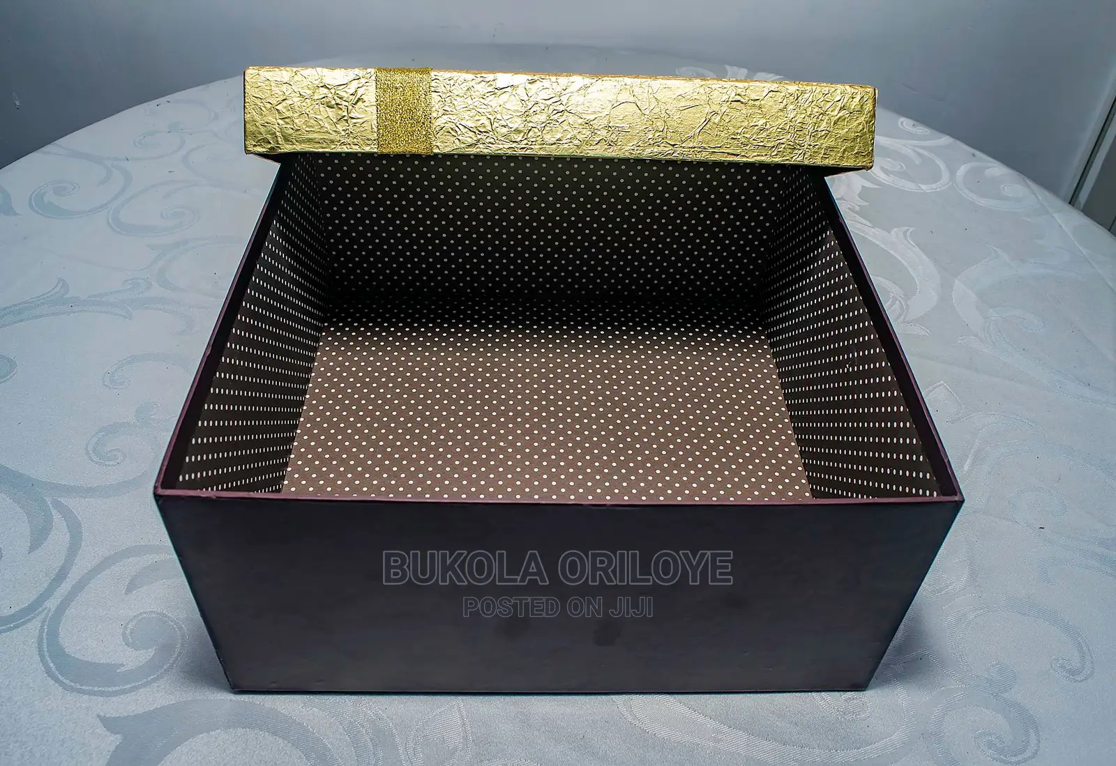 Set of 3 Gold and Brown Gift Boxes