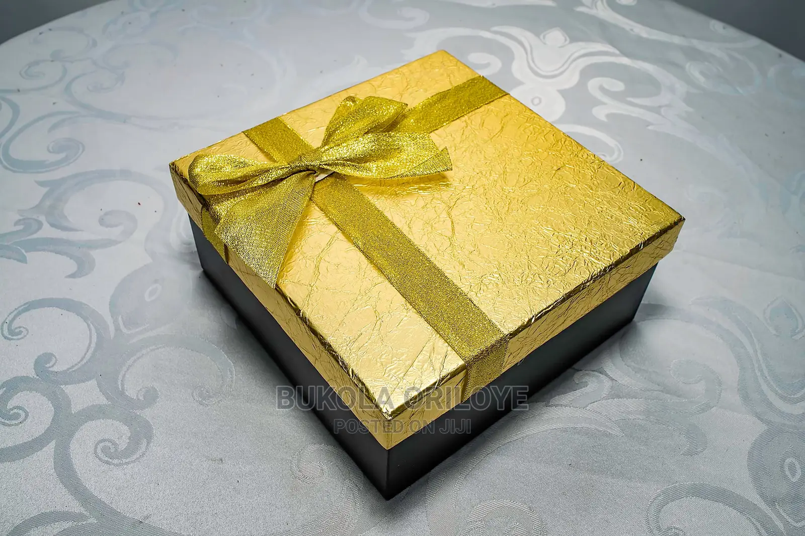 Set of 3 Gold and Brown Gift Boxes