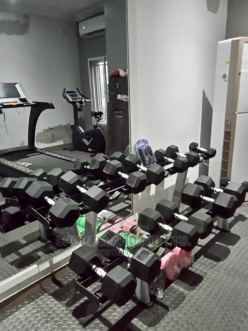 Hex Dumbells With Stand