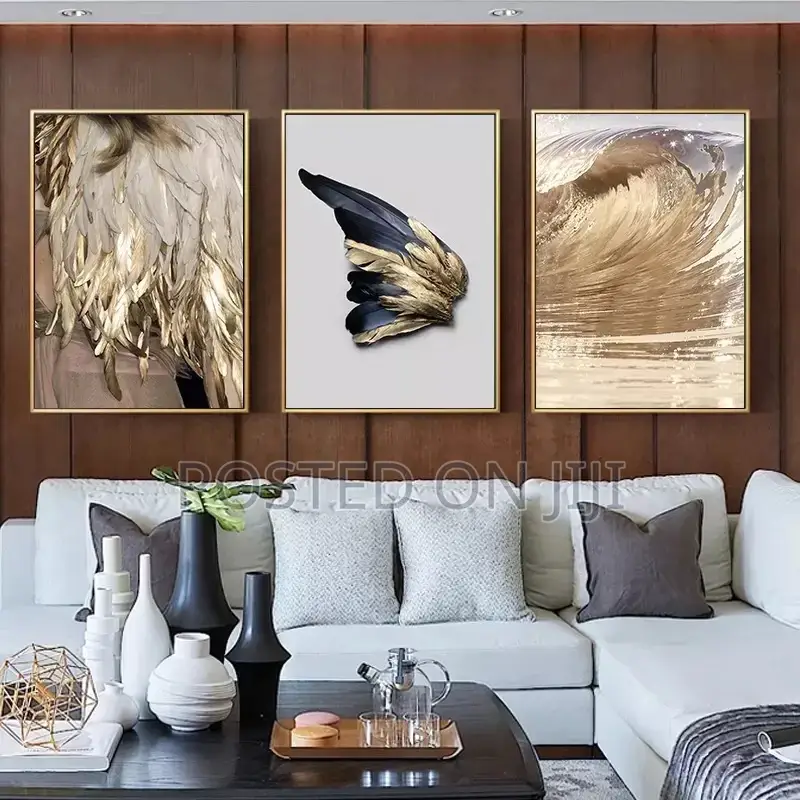 Nordic Abstract Golden Feather Posters and Prints