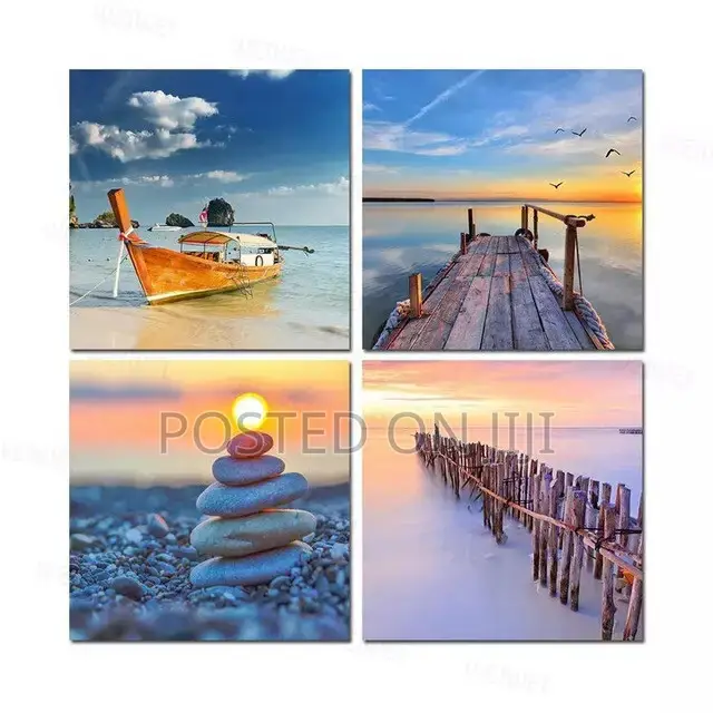 Beach Resort and Bridges Winter Lake Wall Arts