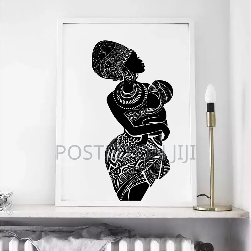 Black and White Beautiful African Woman Wall Art