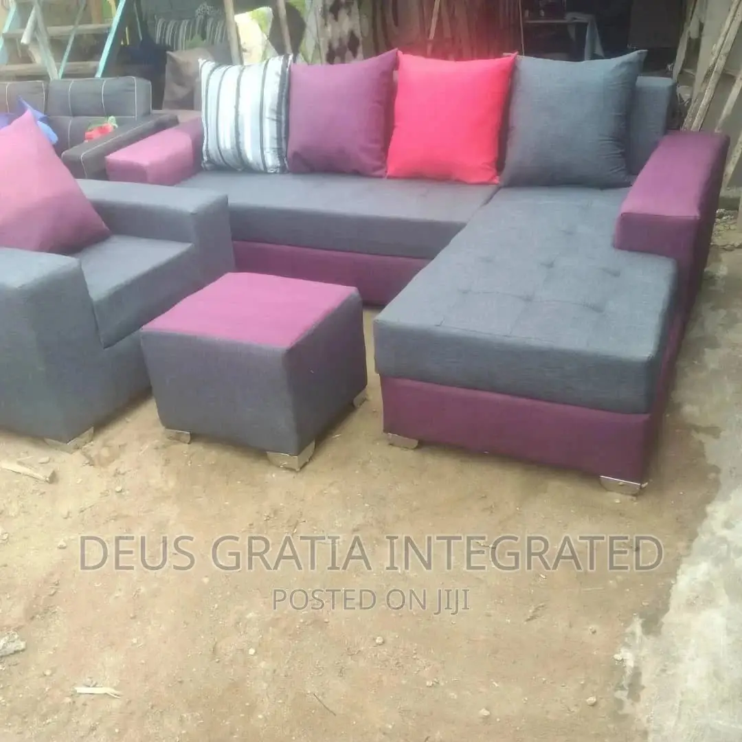 L-Shape Parlour Chair Purple and Ash