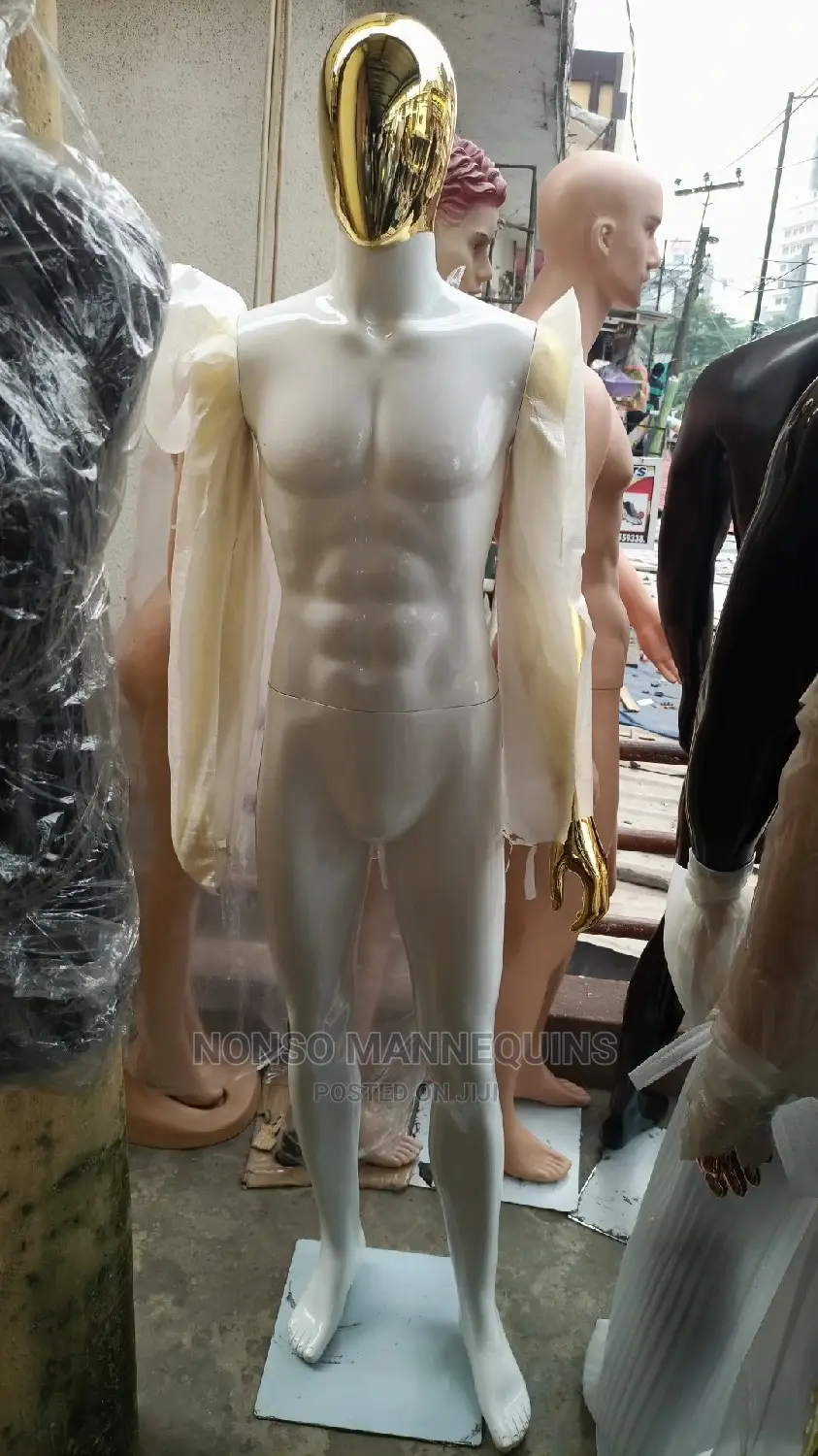 Gold and White Glossy Body Male Full Body MANNEQUIN