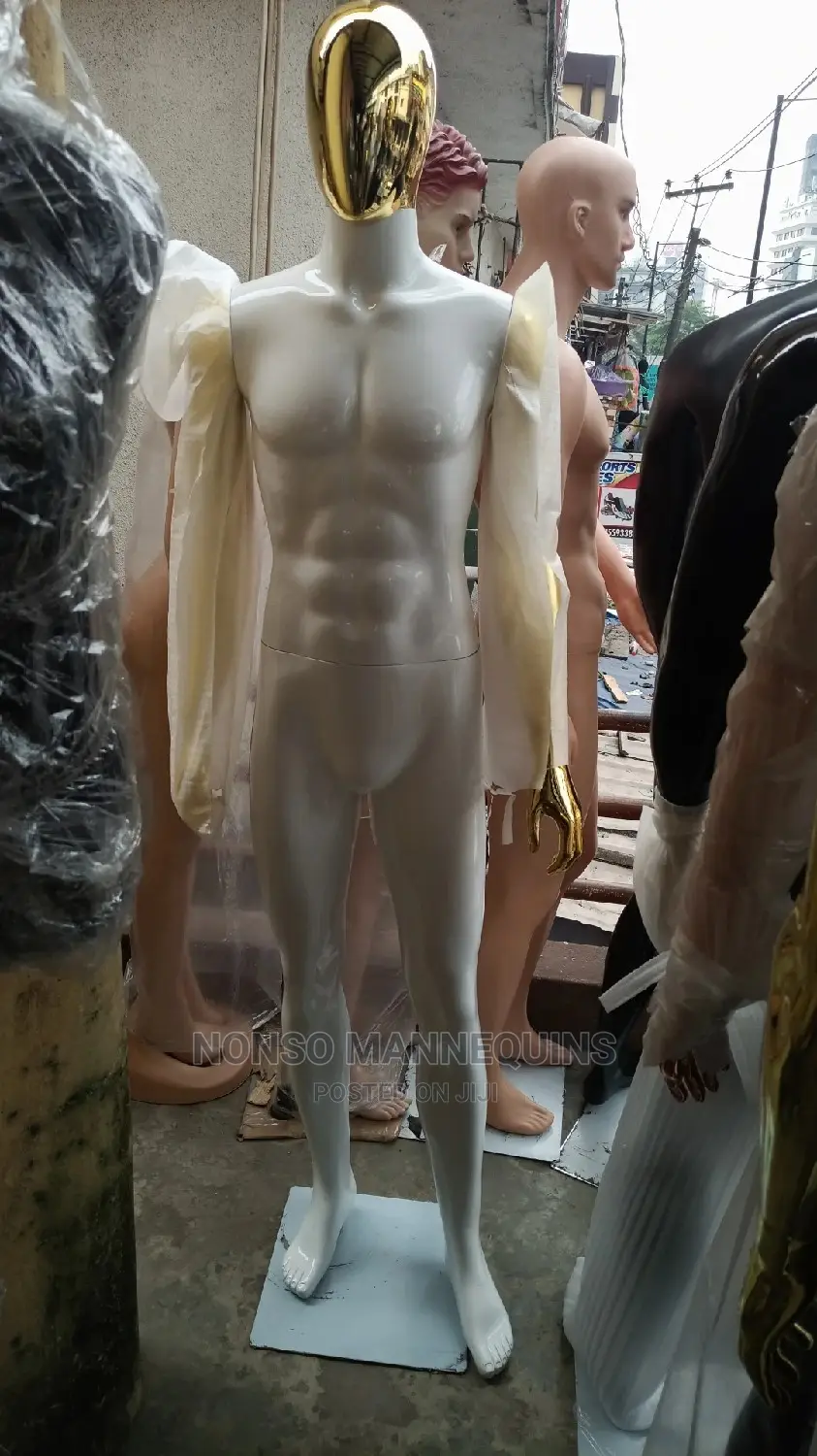 Gold and White Glossy Body Male Full Body MANNEQUIN