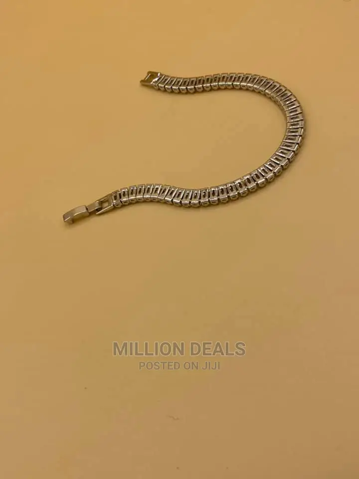 Iced Silver Men's Bracelet Steel Link