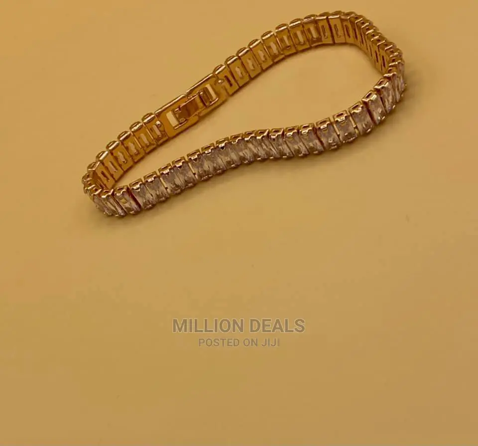 Men's Rose Gold Tennis Iced Link Bracelet