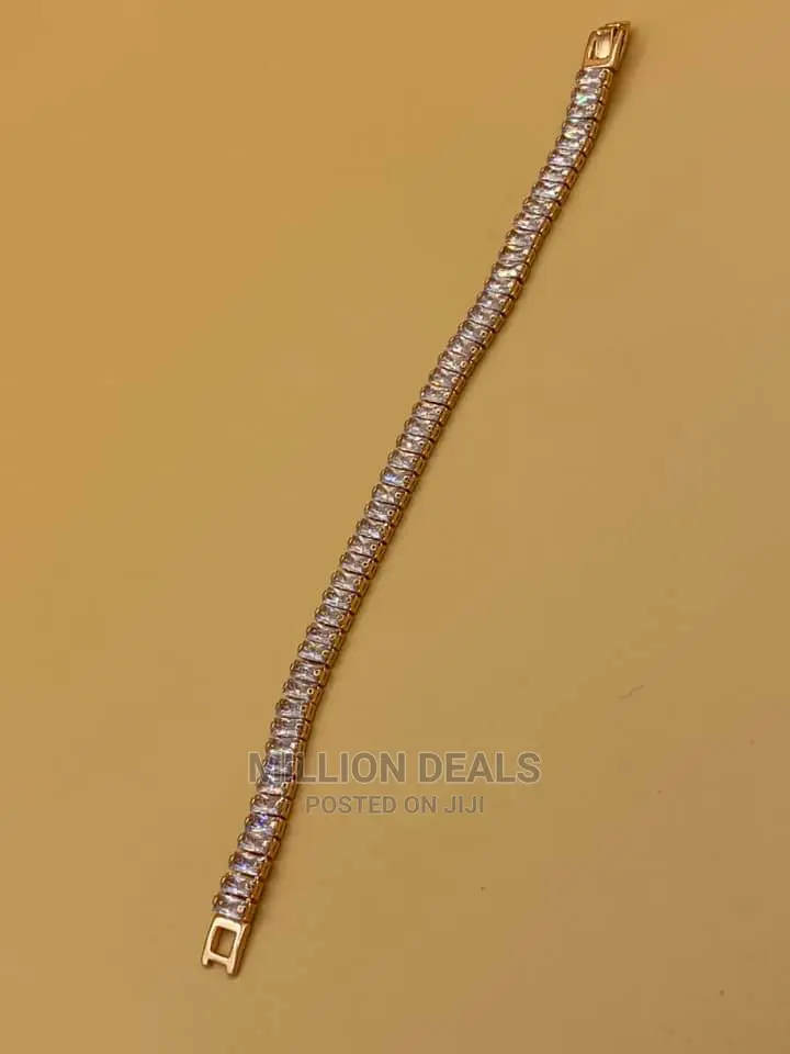 Men's Rose Gold Tennis Iced Link Bracelet